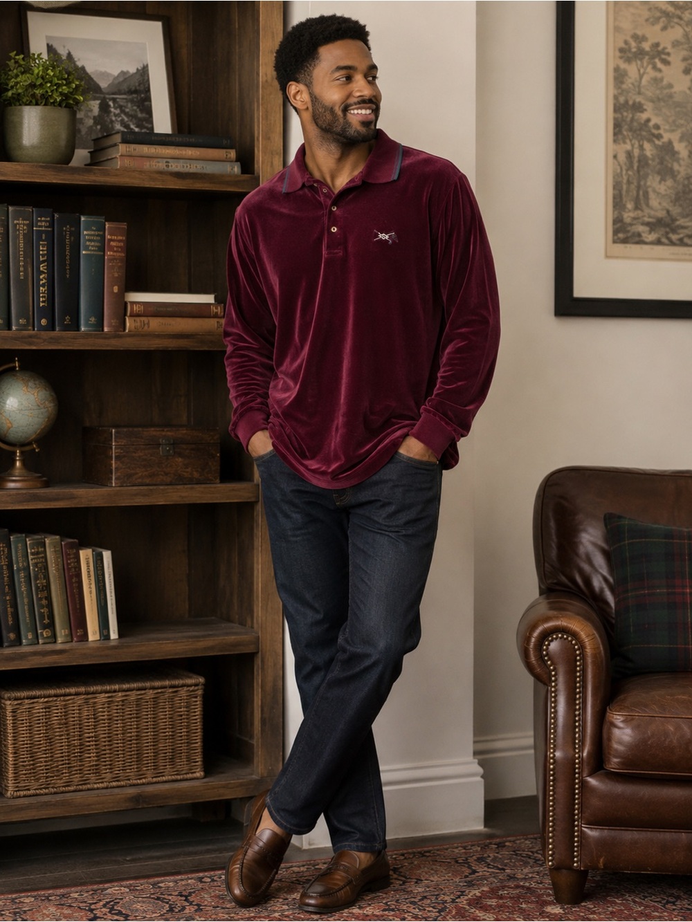 Vintage Grand Slam Velour Shirt XXL | Burgundy Long Sleeve Retro Golf Pullover